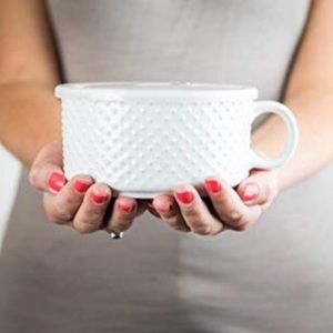 NWT! White Pointelle Lace 22 Oz Souper Mug